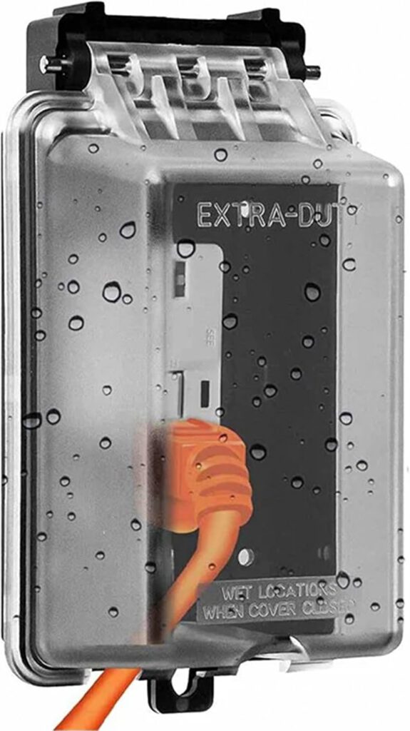 Weatherproof outdoor plug cover for Alberta winter electrical safety